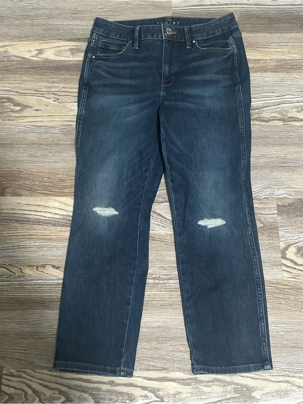White House Black Market Dark Blue Distressed Ankle Jeans